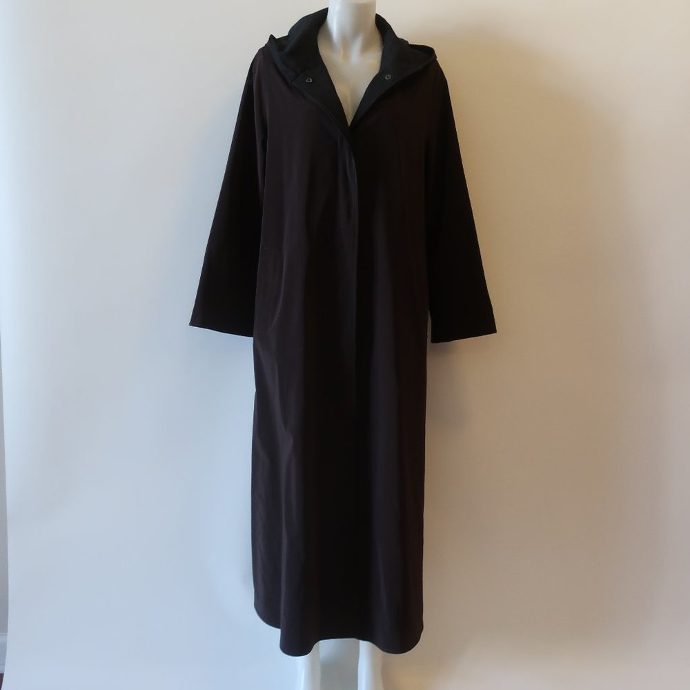 WOMENS RAMOSPORT BROWN CHARCOAL HOODED LONG COAT S *